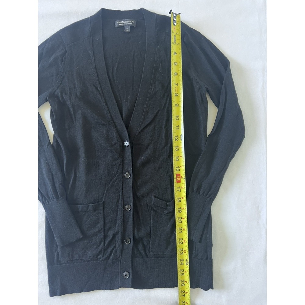 Banana Republic 100% Fine Merino Wool Black Button Up Cardigan Sweater Size S - Picture 6 of 8